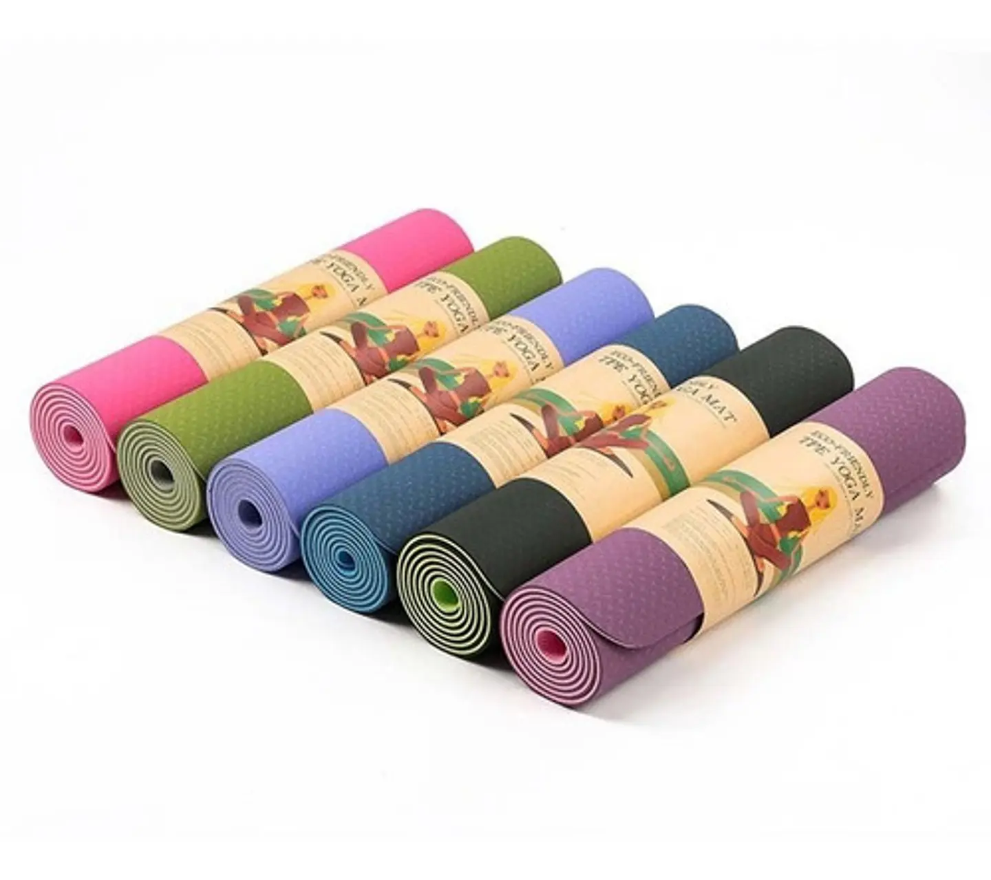Mat Alfombra De Yoga Tpe 6mm Doble Color Eco-friendly 9