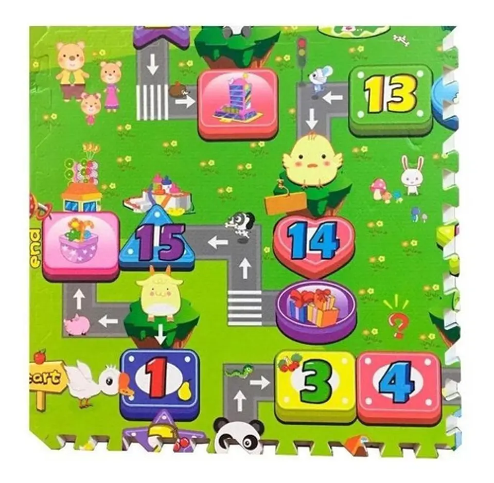 Alfombras Piso Goma Eva Estampado Set 4 Cuadros 60x60cm  2