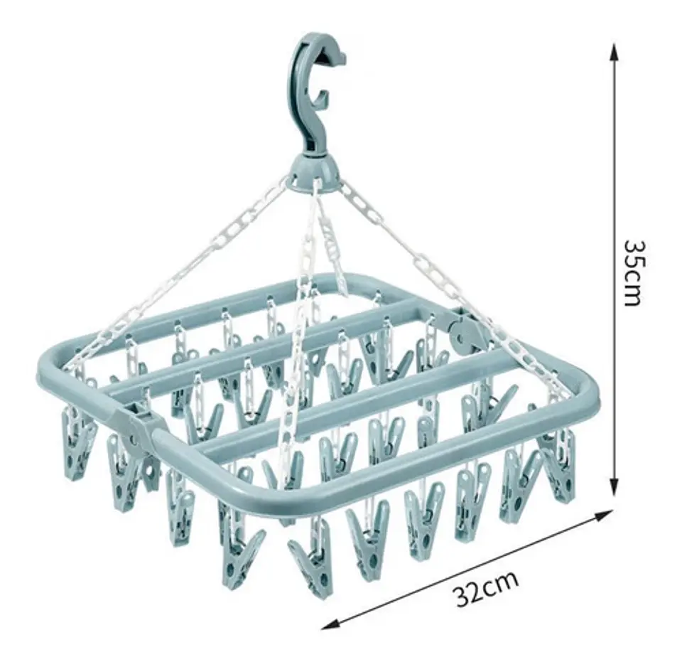 Colgador De Calcetín Ropa Interior De 32 Clips Plegable 3