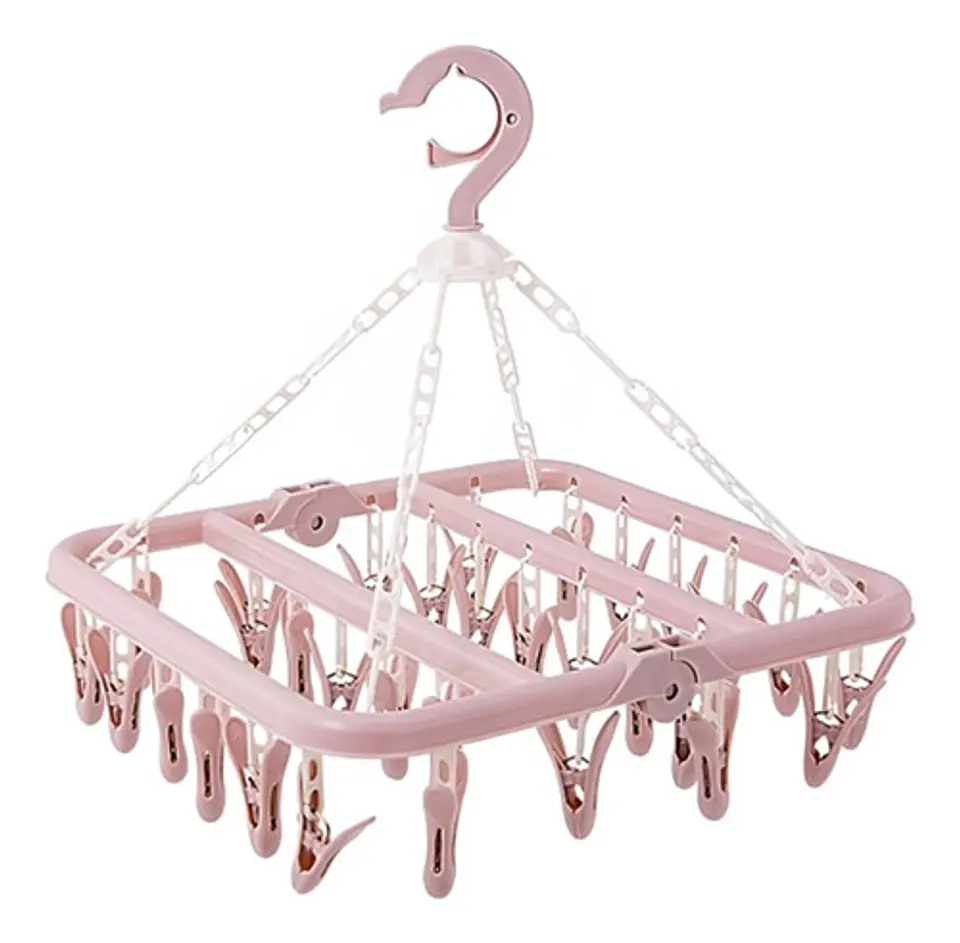 Colgador De Calcetín Ropa Interior De 32 Clips Plegable 4