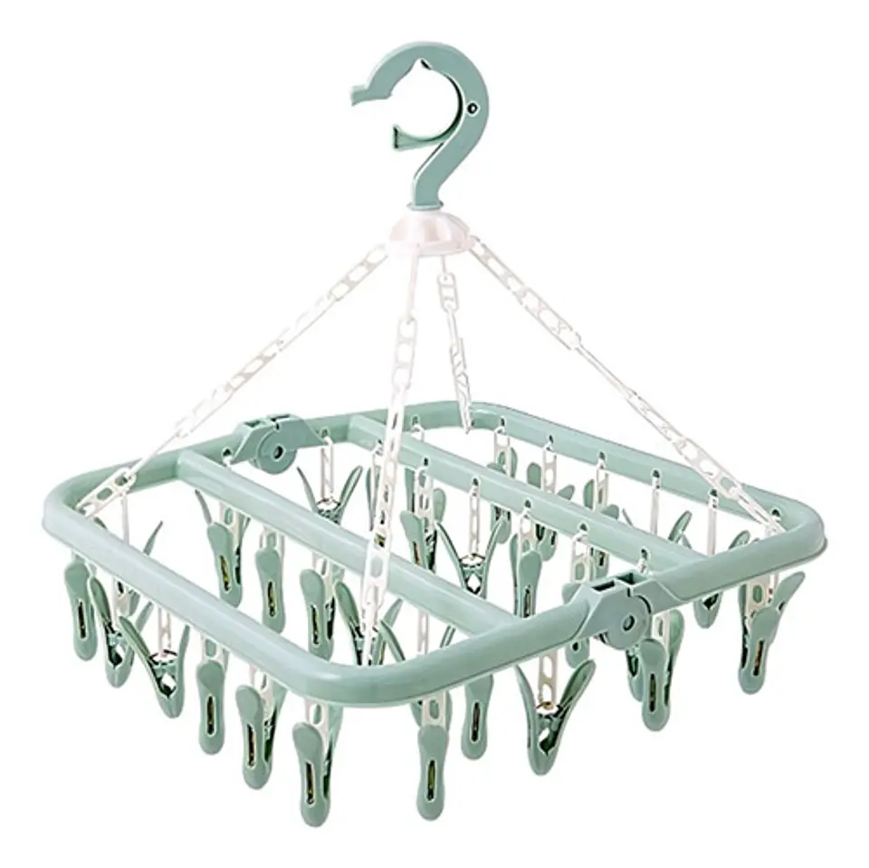Colgador De Calcetín Ropa Interior De 32 Clips Plegable 9