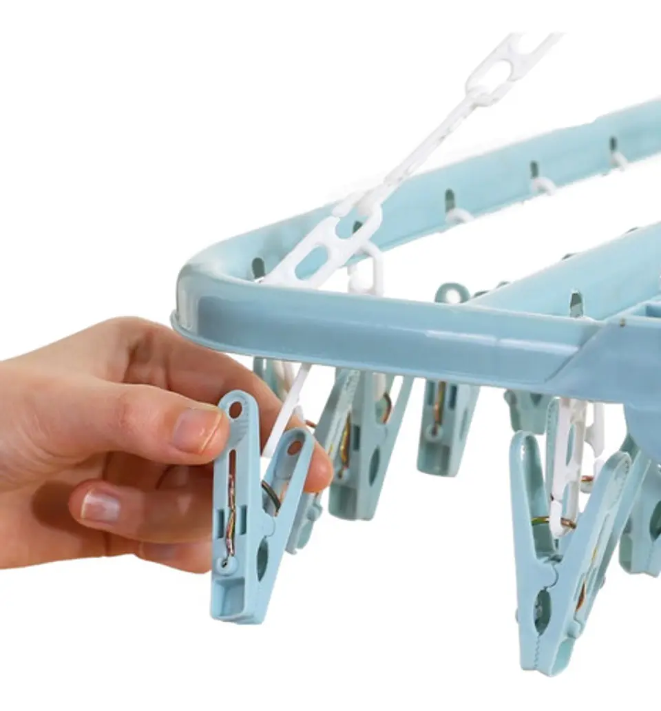 Colgador De Calcetín Ropa Interior De 32 Clips Plegable 12