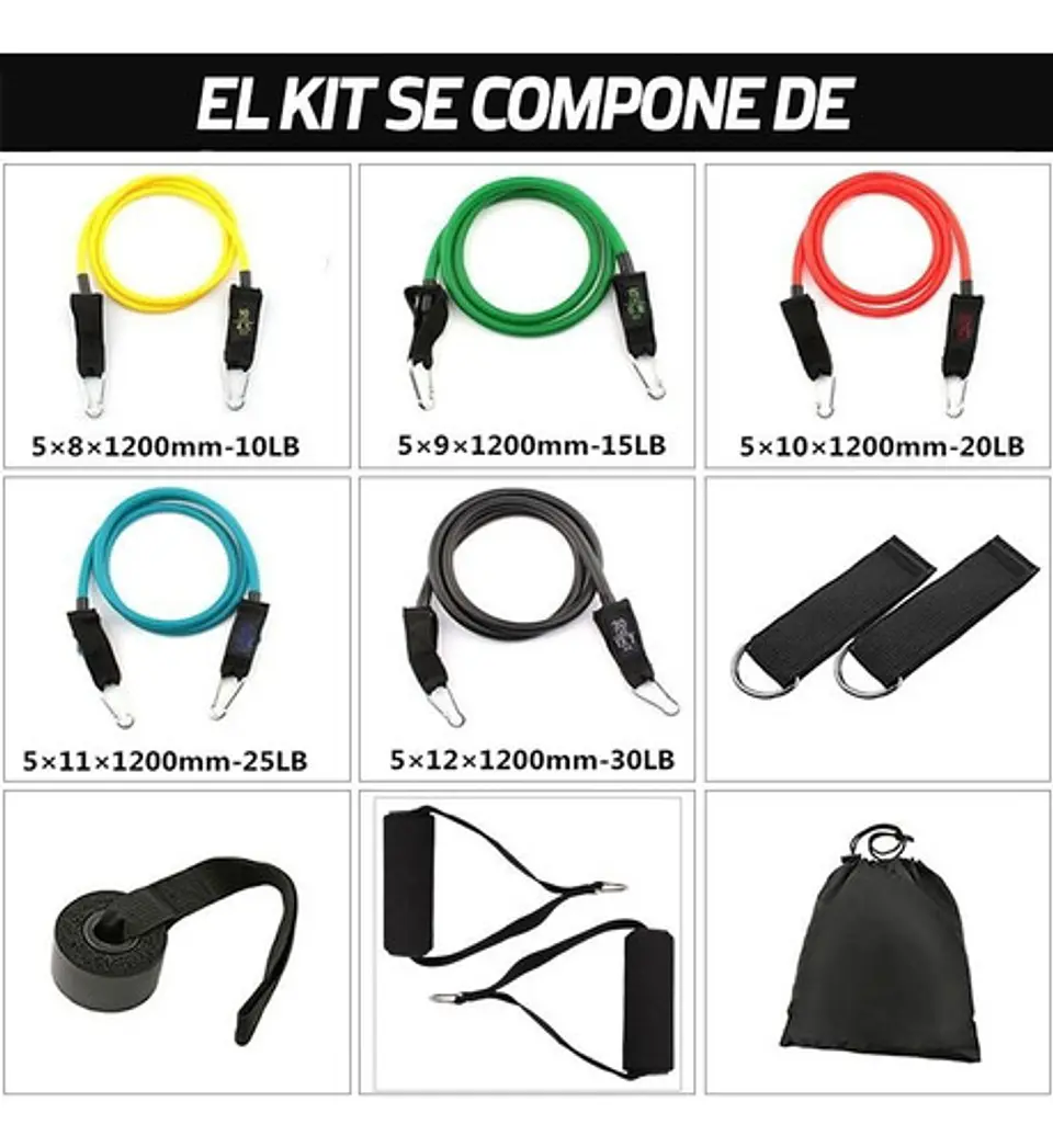 Set De Ligas Y Bandas De Resistencia 11 Piezas Pro 6