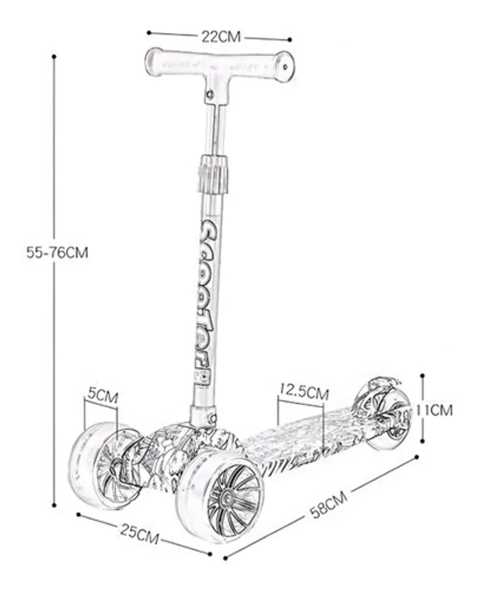 Scooter Deluxe Led Monopatín Triscooter Para Niño 8