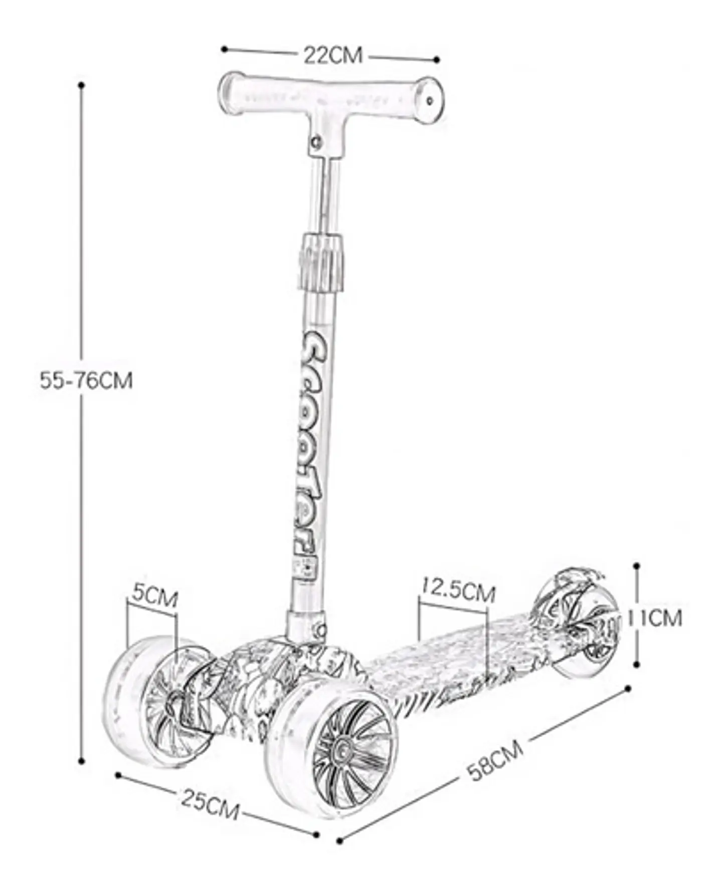 Scooter Deluxe Led Monopatín Triscooter Para Niño 14