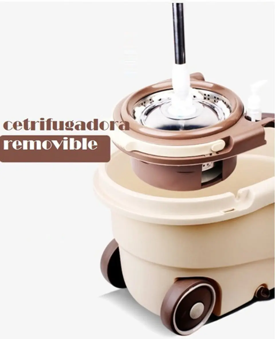 Mopa Trapeador Giratoria 360 Cetrifugadora Acero Removible 4