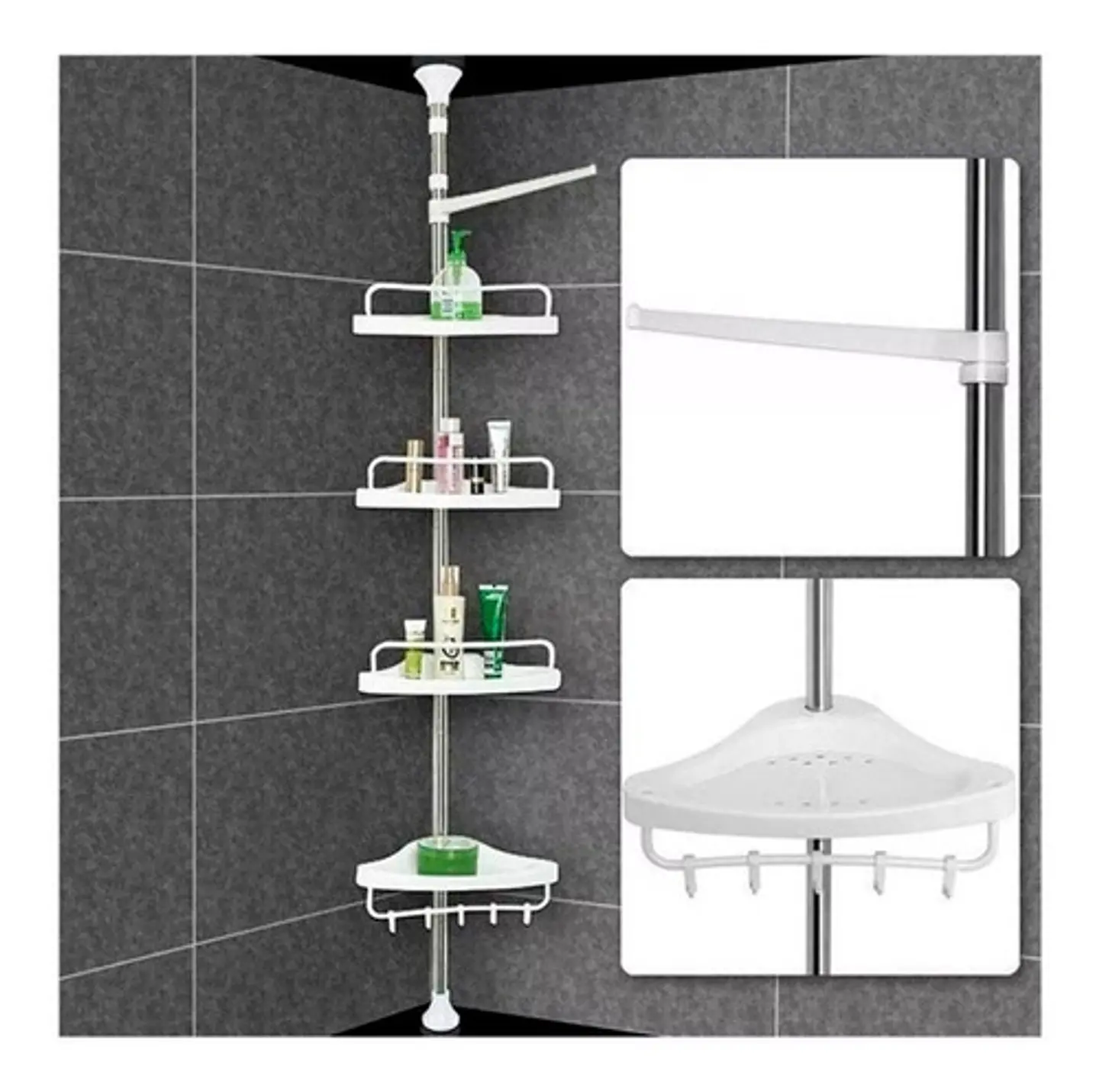 Esquinero Organizador Baño 4 Ajustable Ducha Multiuso 3