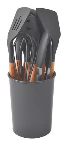 SET UTENSILIOS DE SILICONA ANTIADHERENTES 11 PIEZAS - NEGRO