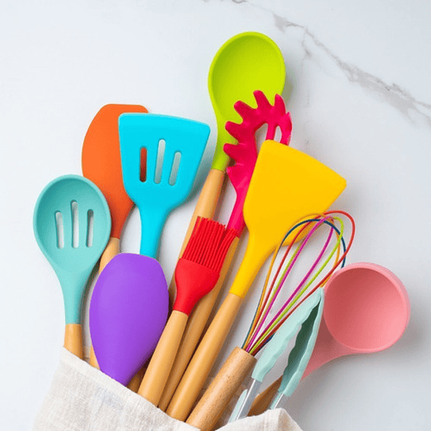 11 piezas/set utensilios de cocina de silicona pala de cocina