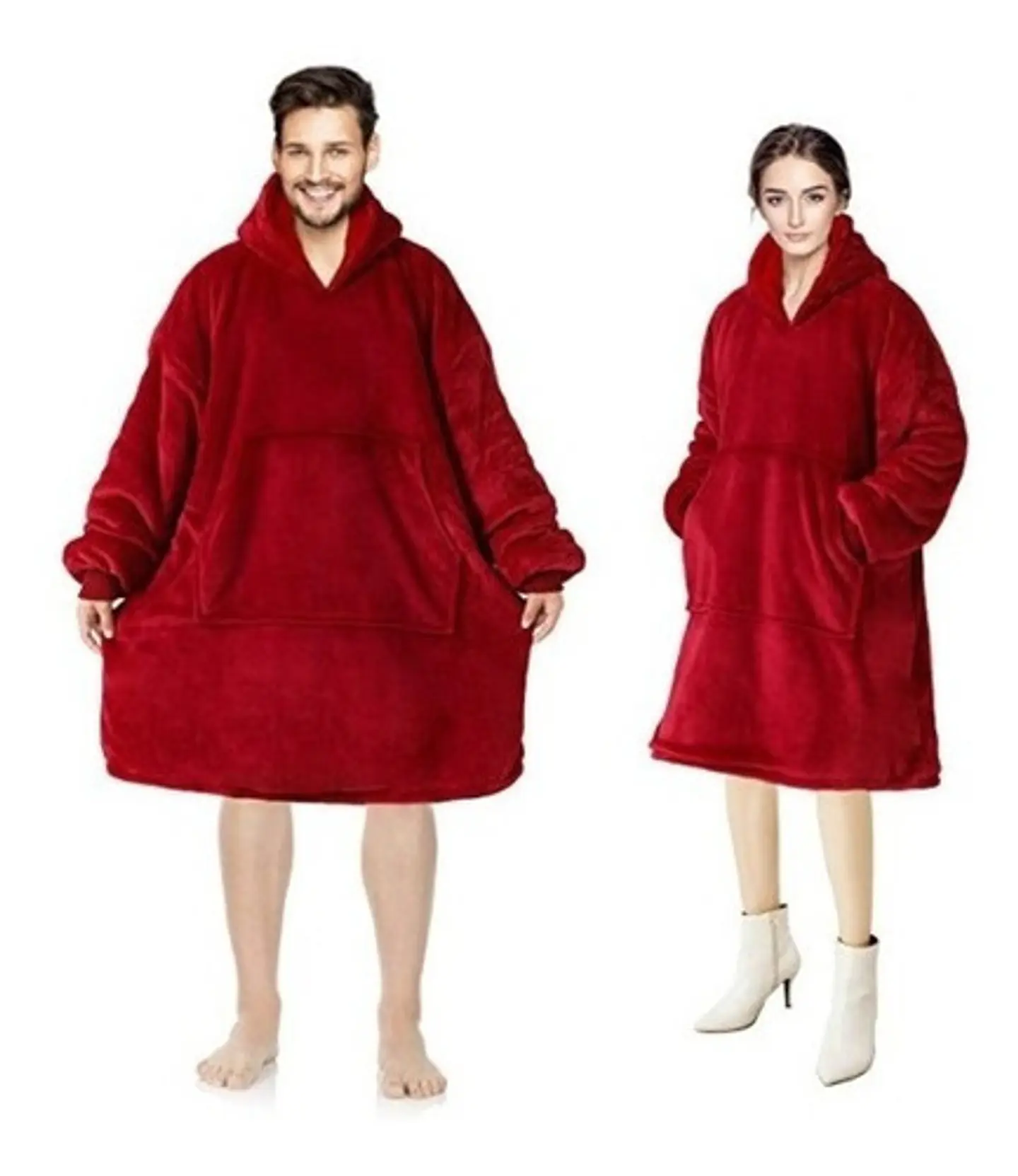 Manta Unisex Tipo Polerón Con Capucha Estilo Sherpa 2
