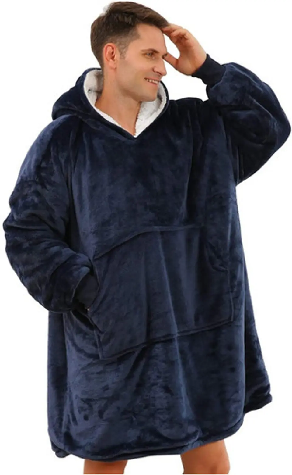 Manta Unisex Tipo Polerón Con Capucha Estilo Sherpa 6