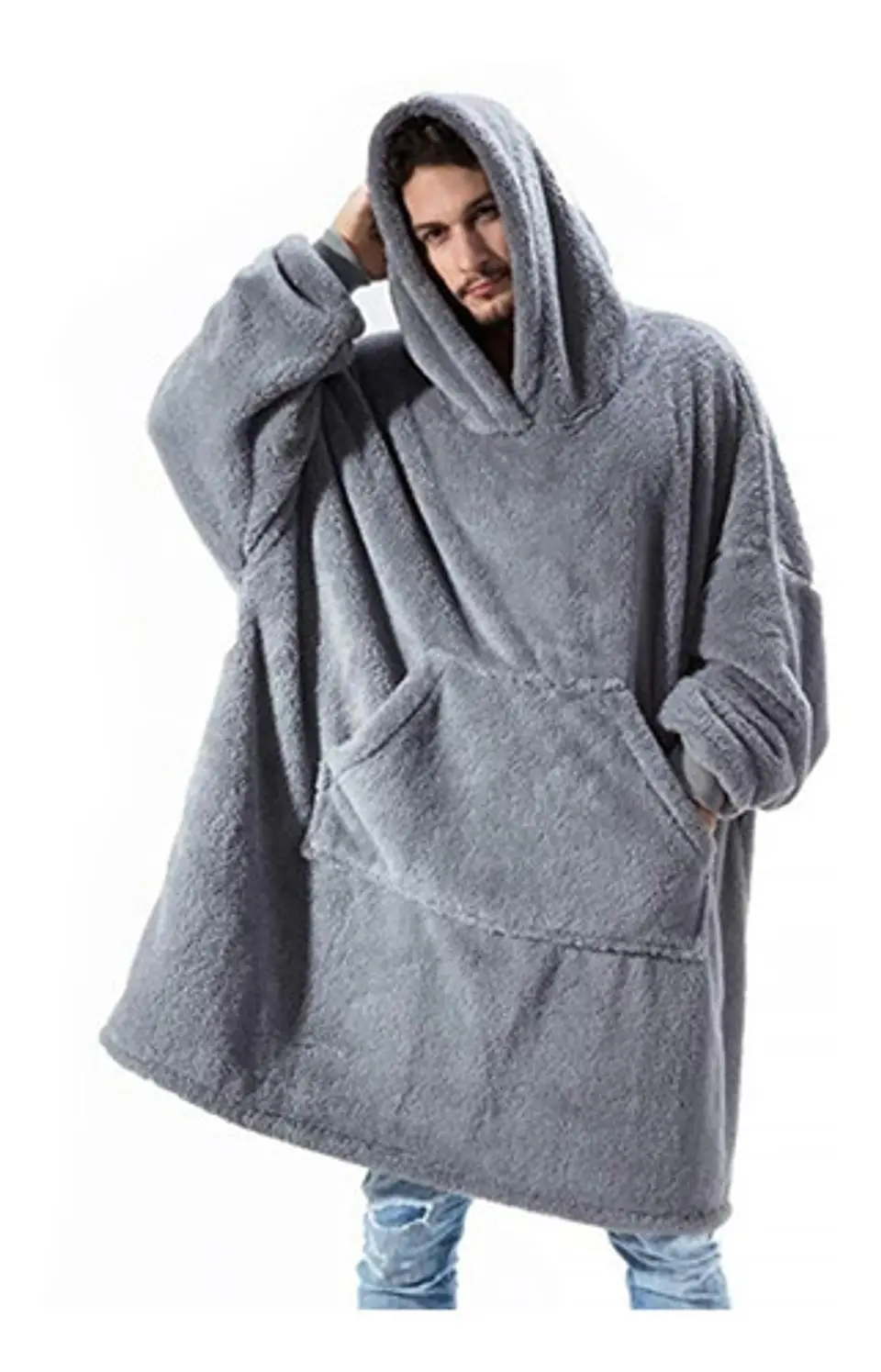 Manta Unisex Tipo Polerón Con Capucha Estilo Sherpa 7