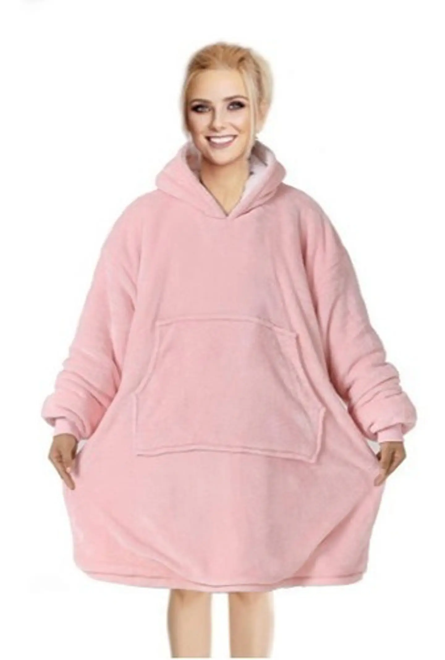 Manta Unisex Tipo Polerón Con Capucha Estilo Sherpa 4