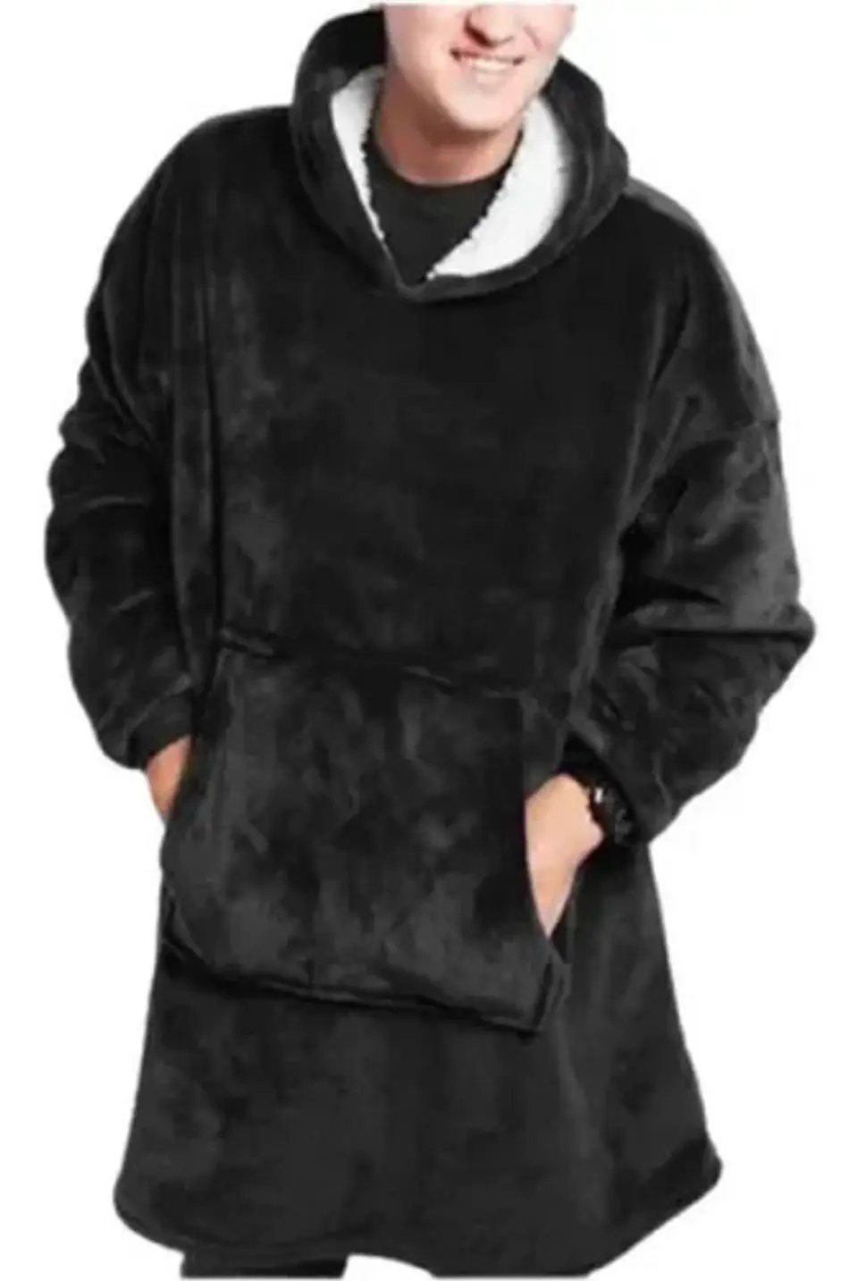 Manta Unisex Tipo Polerón Con Capucha Estilo Sherpa 8