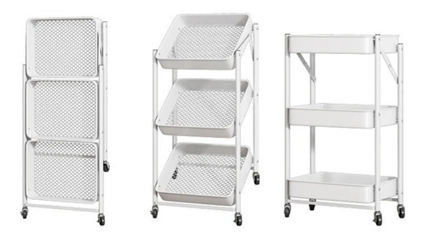 Estante Organizador Plegable Cocina Baño 3 Niveles Y Ruedas 3