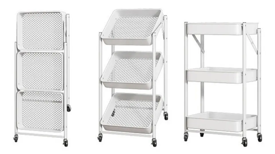 Estante Organizador Plegable Cocina Baño 3 Niveles Y Ruedas 3