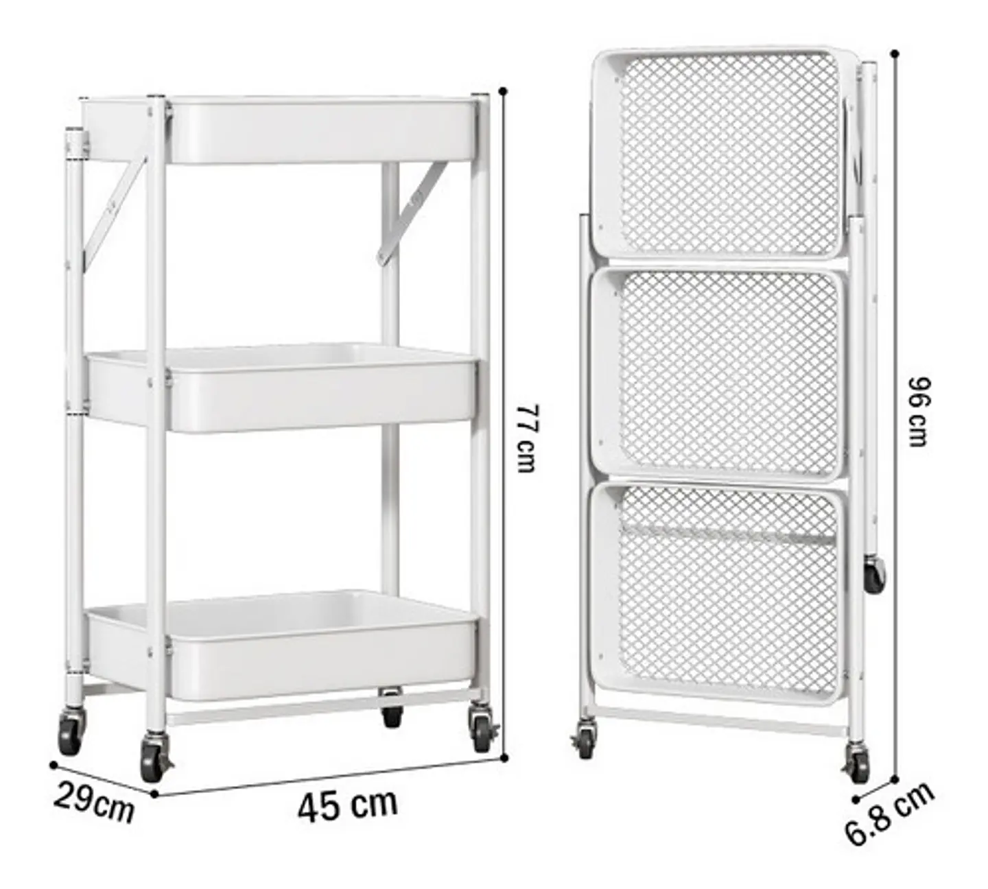 Estante Organizador Plegable Cocina Baño 3 Niveles Y Ruedas 6