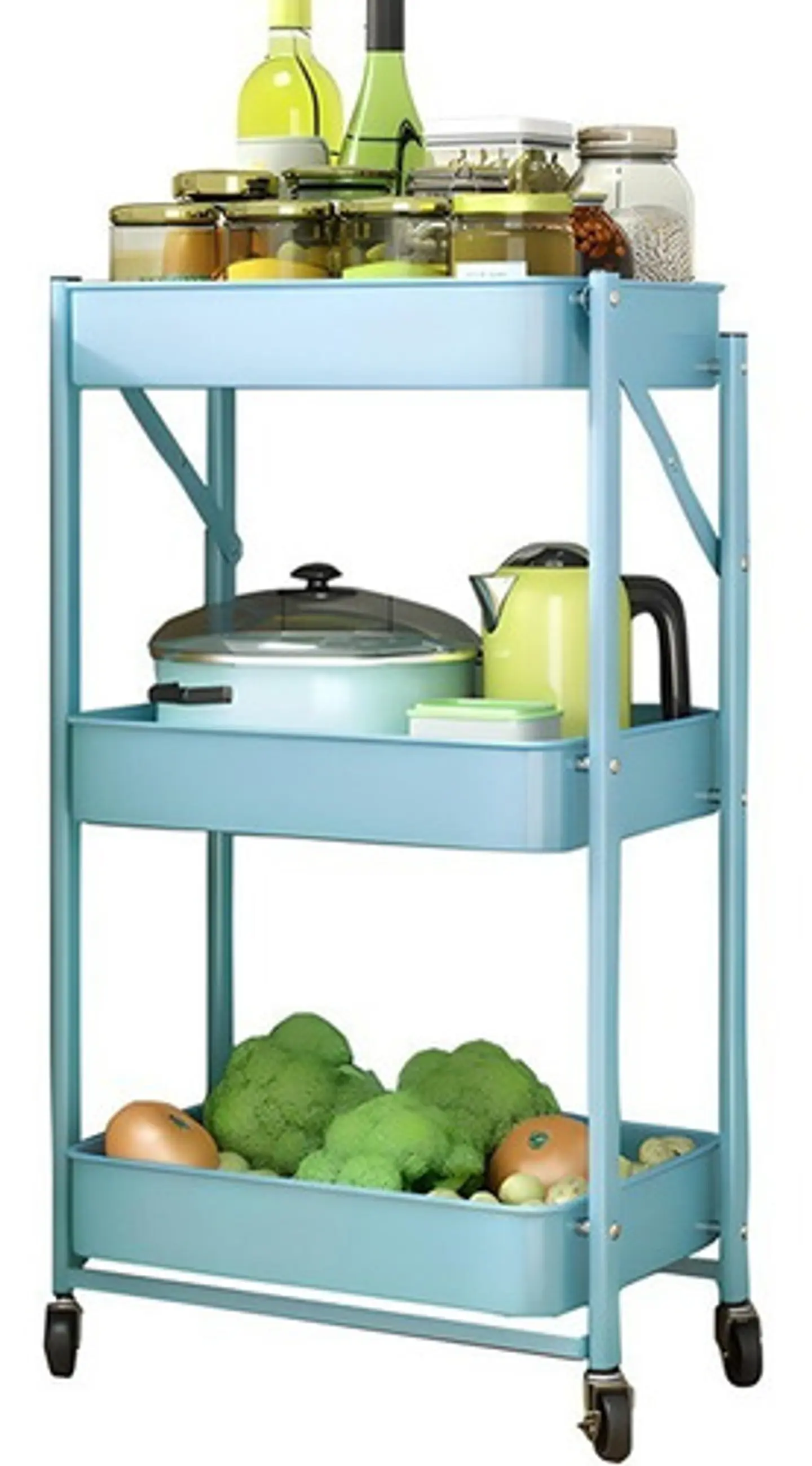Estante Organizador Plegable Cocina Baño 3 Niveles Y Ruedas 13