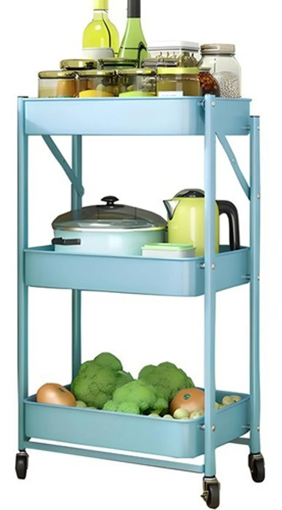 Estante Organizador Plegable Cocina Baño 3 Niveles Y Ruedas 13