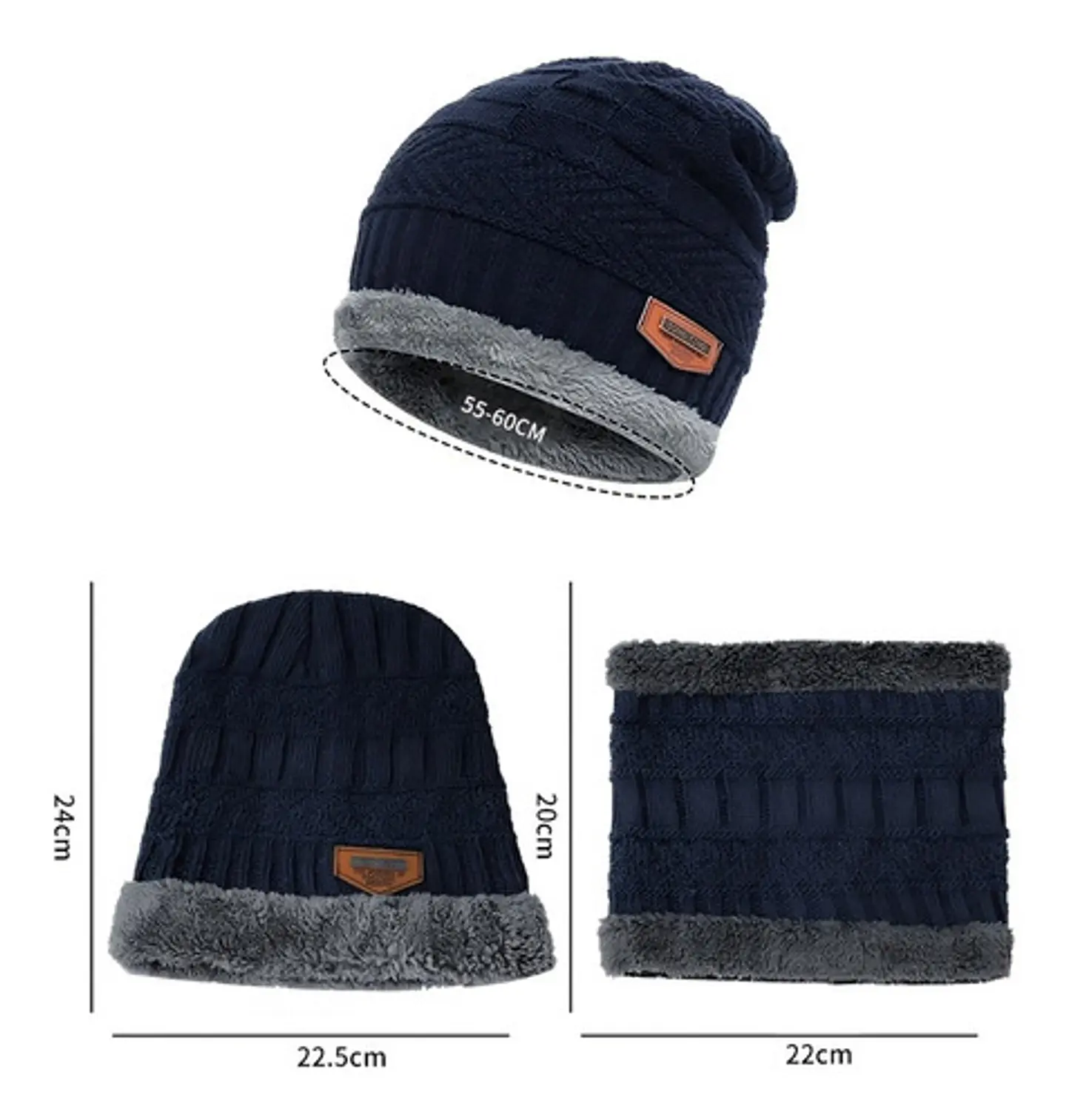 Set Calentador Gorro Mas Bufanda De Cuello Invierno Unisex 9