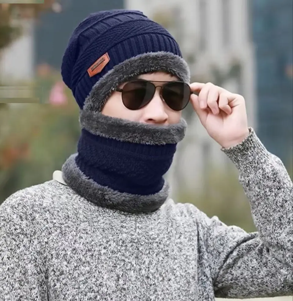 Set Calentador Gorro Mas Bufanda De Cuello Invierno Unisex 15