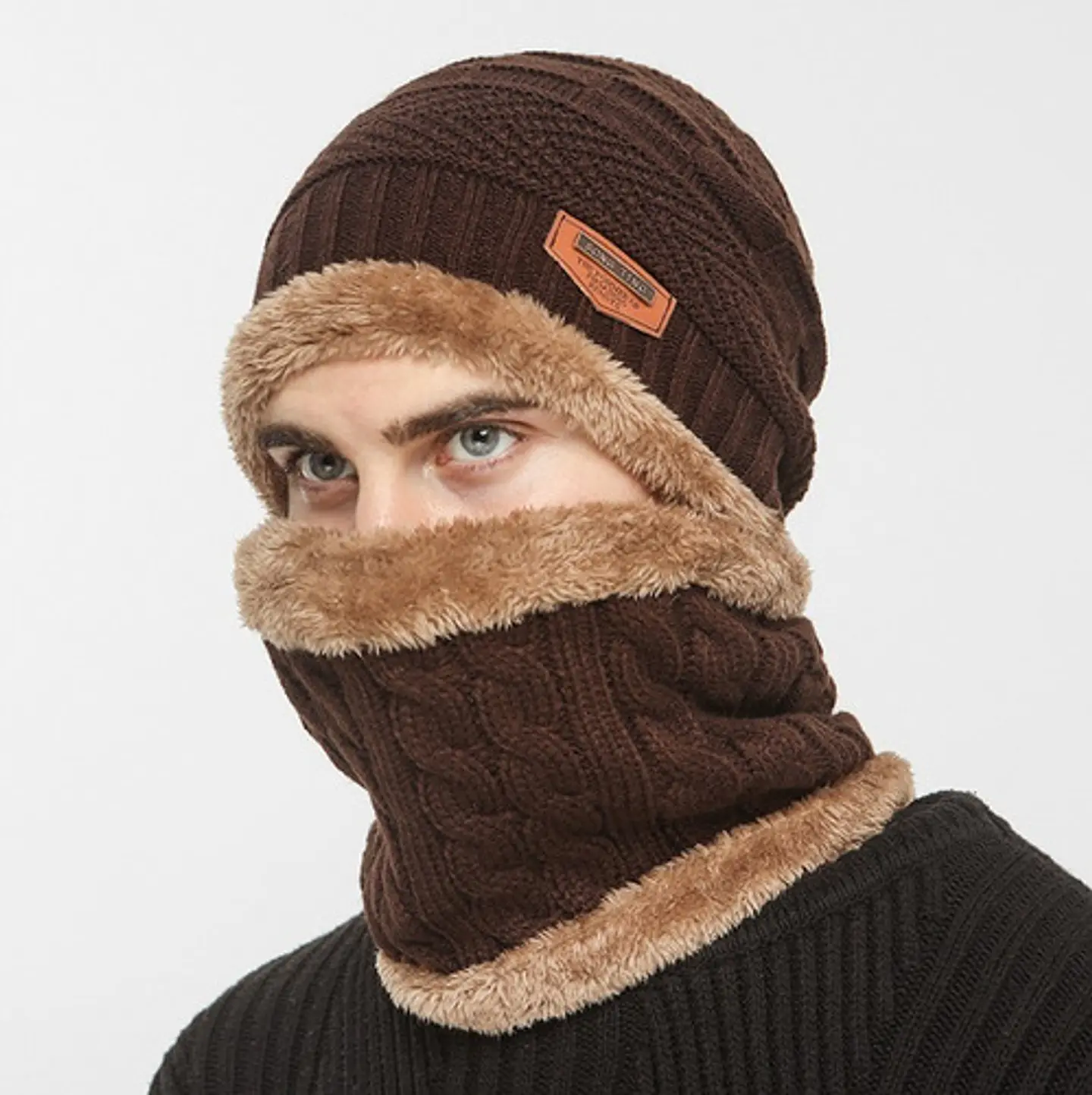 Set Calentador Gorro Mas Bufanda De Cuello Invierno Unisex 16