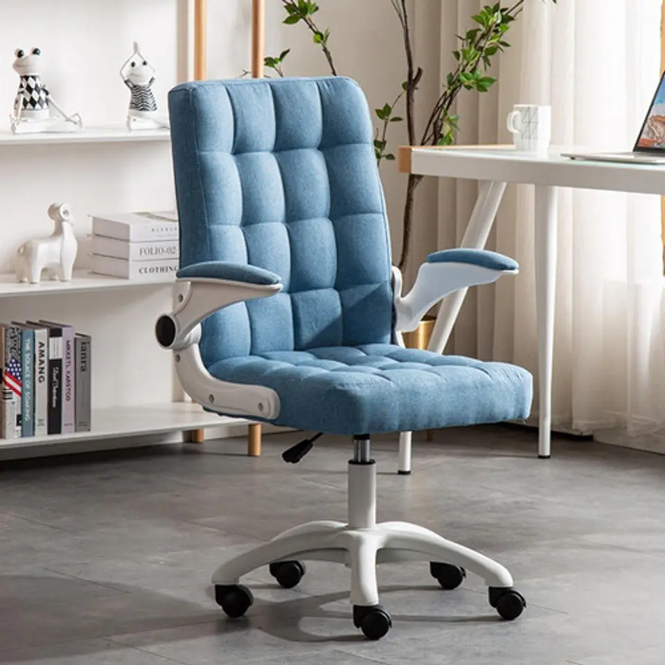 Silla De Oficina De Tela Altura Con Ajustable Y Ruedas 2