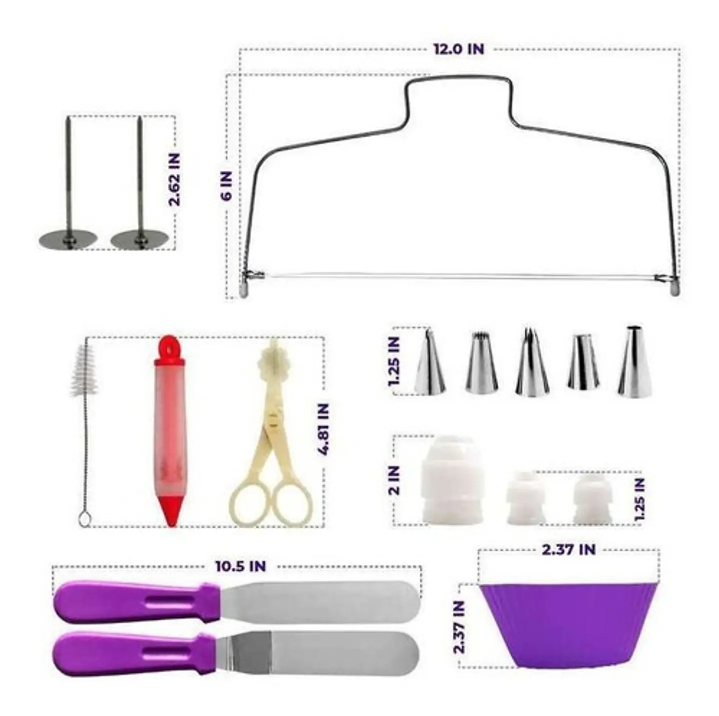 Set De Decoración De Tortas 106 Piezas Base Giratoria 360° 6