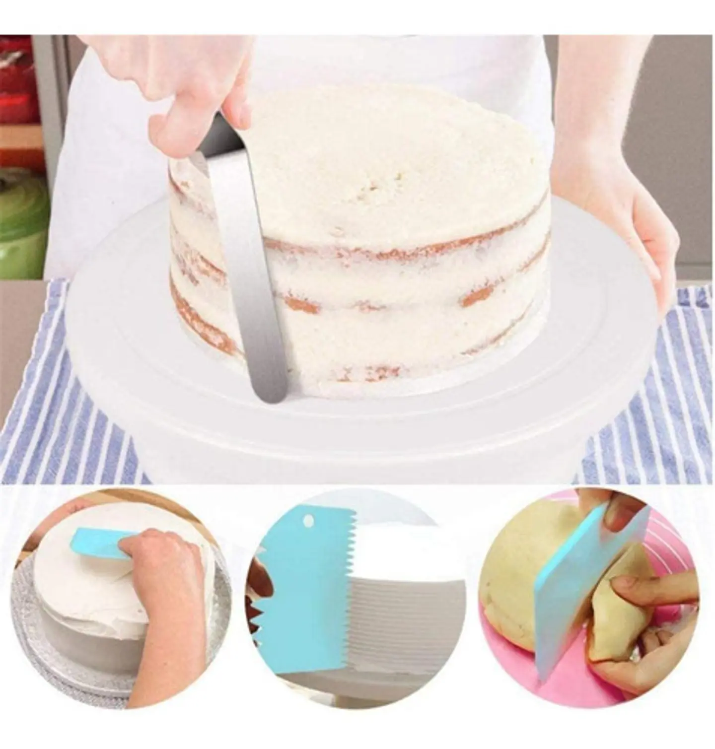 Set De Decoración De Tortas 106 Piezas Base Giratoria 360° 9