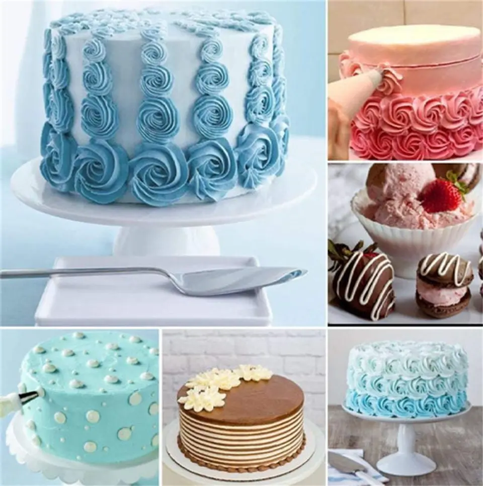 Set De Decoración De Tortas 106 Piezas Base Giratoria 360° 10