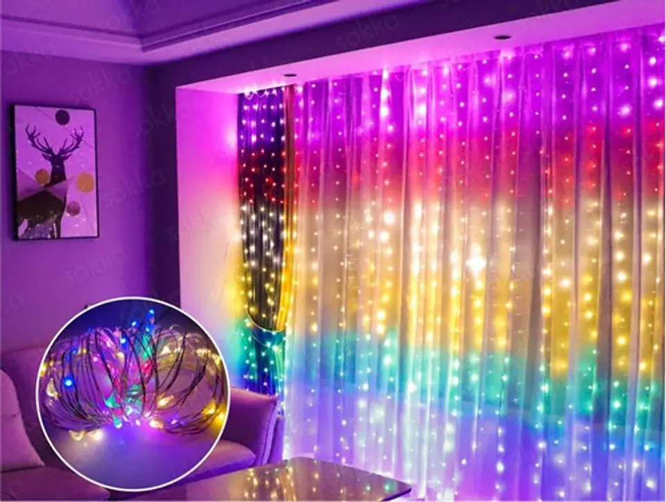 Cortinas Serie Luces 300 Led Decorativas Usb 8 Modelo 3x2.8m 3