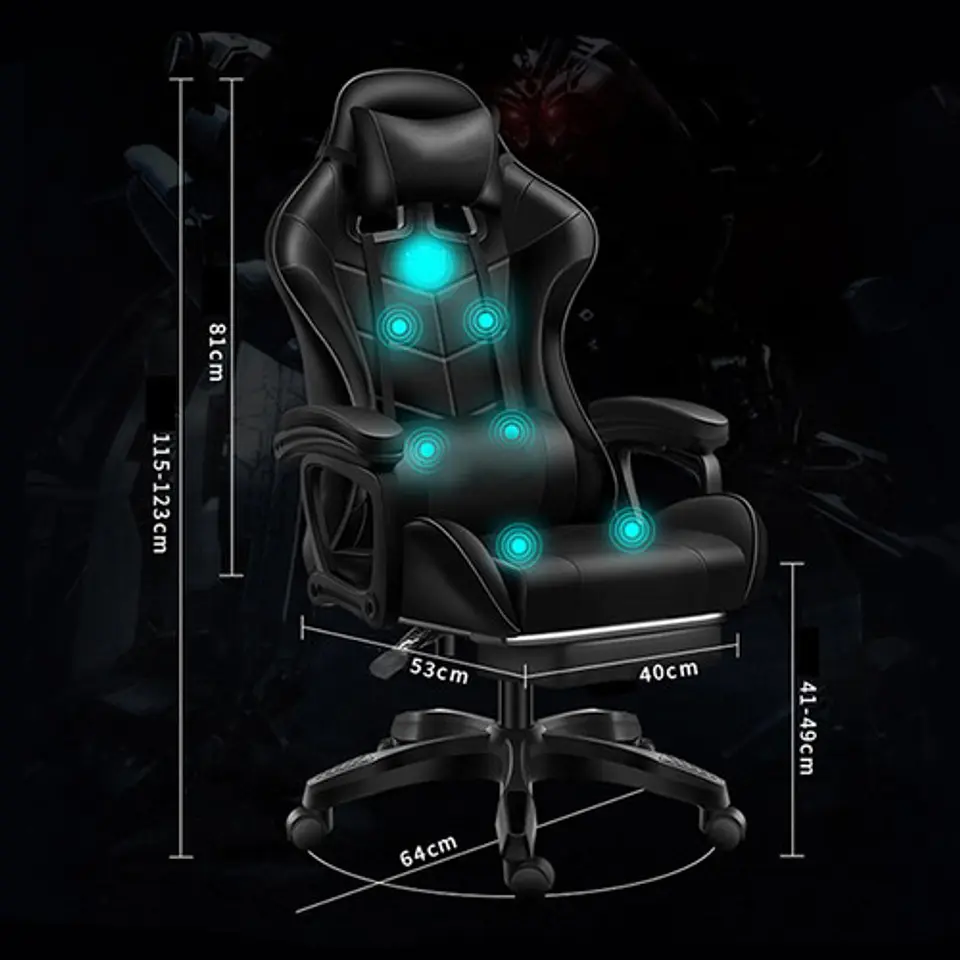 Silla Gamer Con Luz Rgb Reposapiés Y Masajeador Reclinable 2
