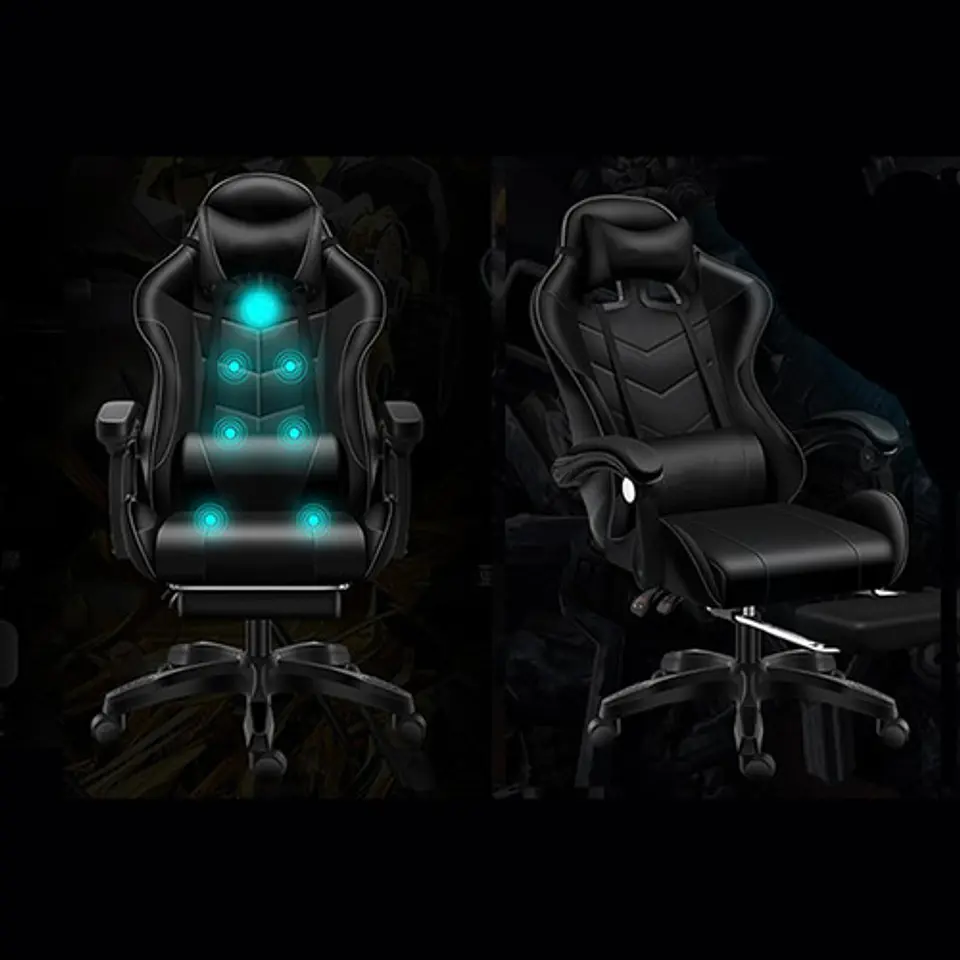 Silla Gamer Con Luz Rgb Reposapiés Y Masajeador Reclinable 3