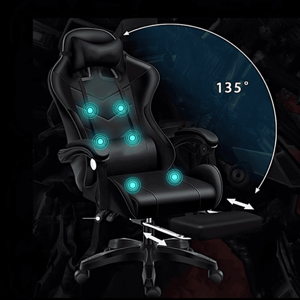 Silla Gamer Con Luz Rgb Reposapiés Y Masajeador Reclinable 5