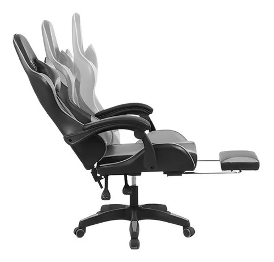 Silla Gamer Con Luz Rgb Reposapiés Y Masajeador Reclinable 12