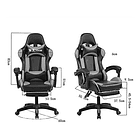 Silla Gamer Con Luz Rgb Reposapiés Y Masajeador Reclinable 15