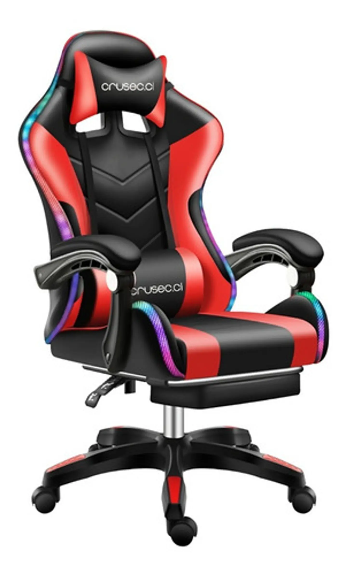 Silla Gamer Con Luz Rgb Reposapiés Y Masajeador Reclinable 16