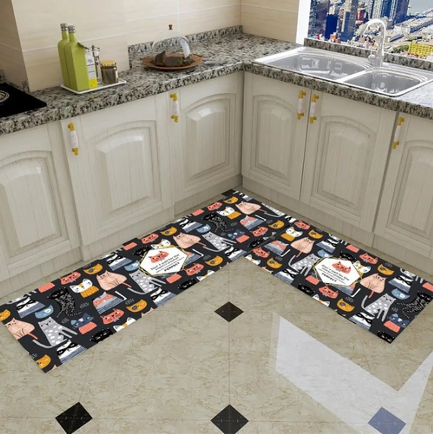 Set 2 Alfombra Cocina Piso Entrada Antideslizante 2