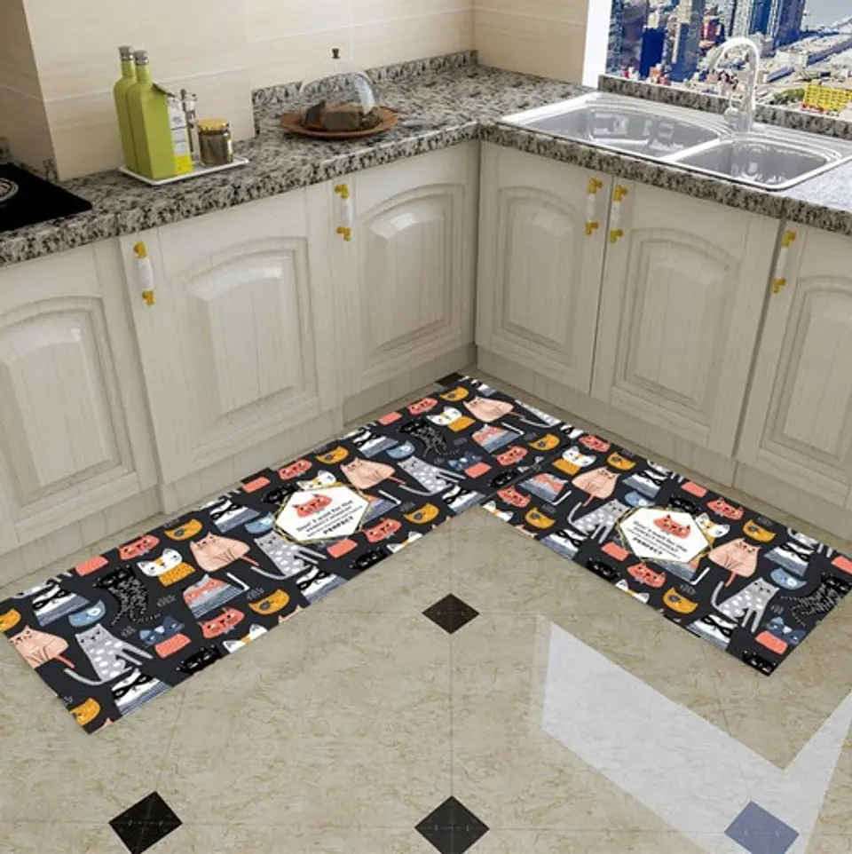 Set 2 Alfombra Cocina Piso Entrada Antideslizante 2