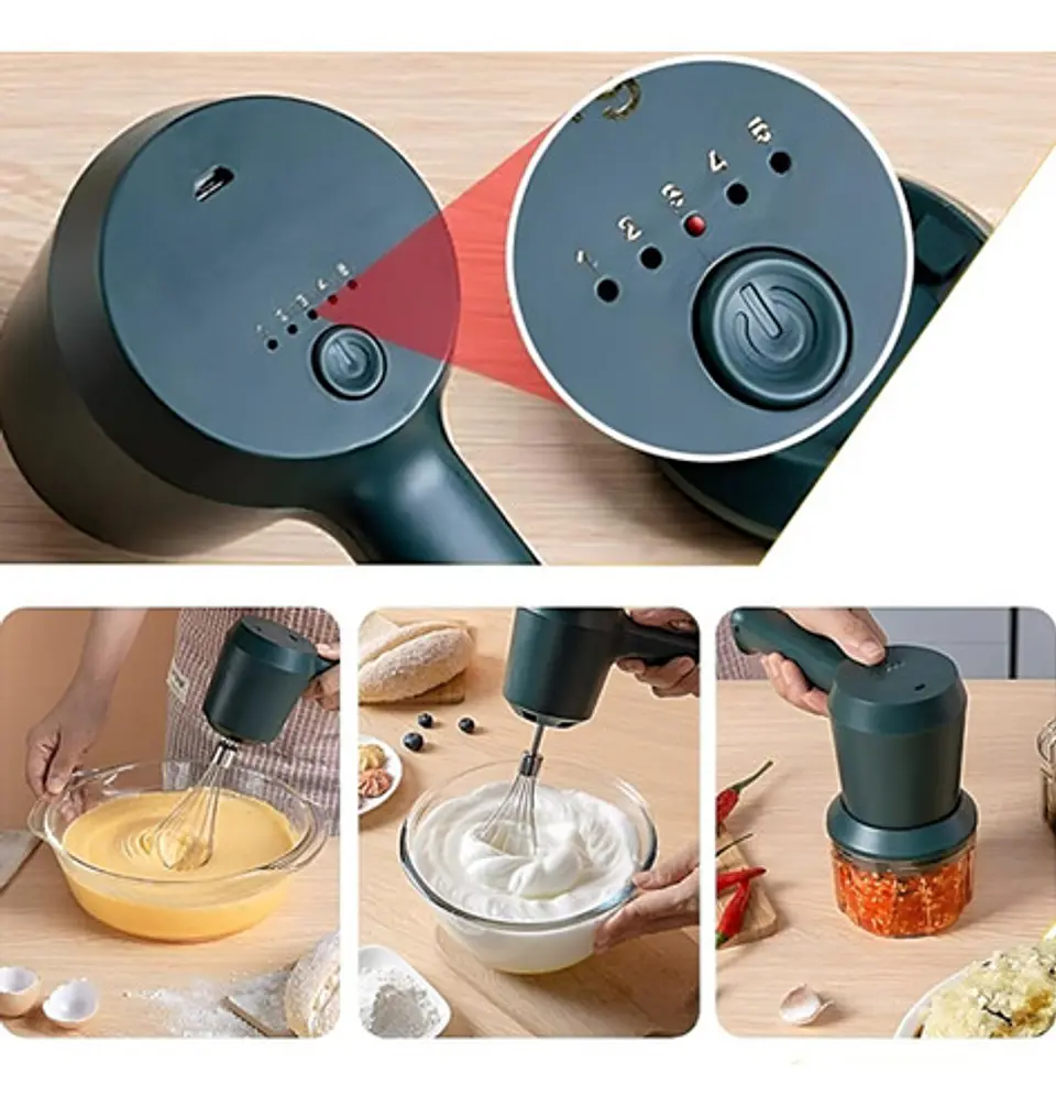 Batidora De Huevos Electrica Usb Recargable 18 Cm + Moledora 8