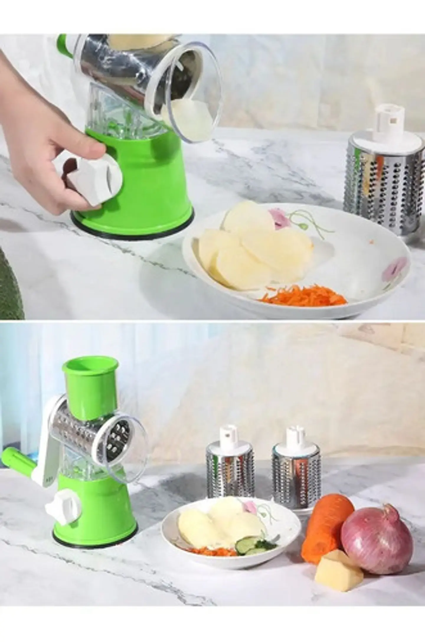 Cortador Rebanador Rallador Giratorio De Verduras Rodajas 12