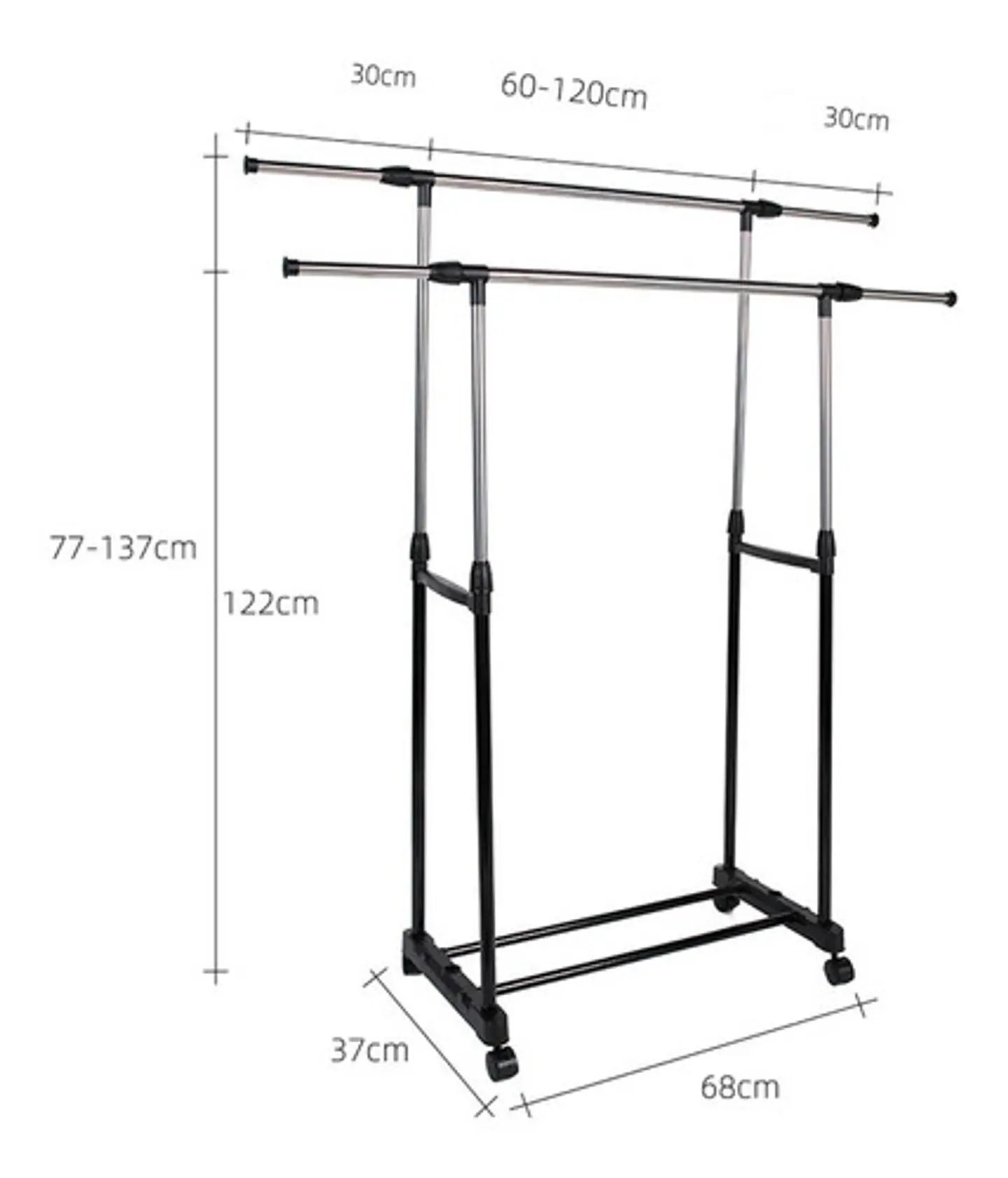 Tendedero Alargable Largo Ajustable Con Ruedas Para Ropa 5