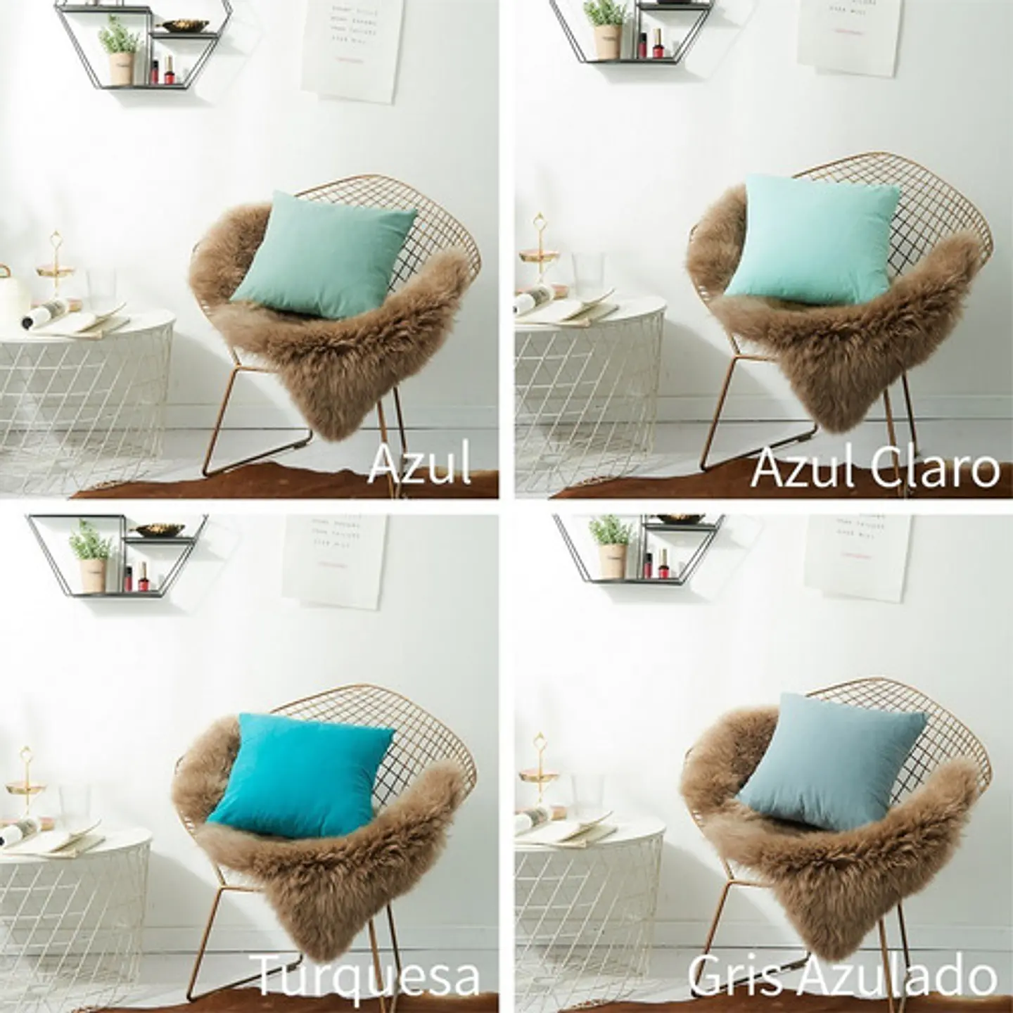 Pack 4 Cojin Almohada 50x50cm Terciopelo Para Muebles 3
