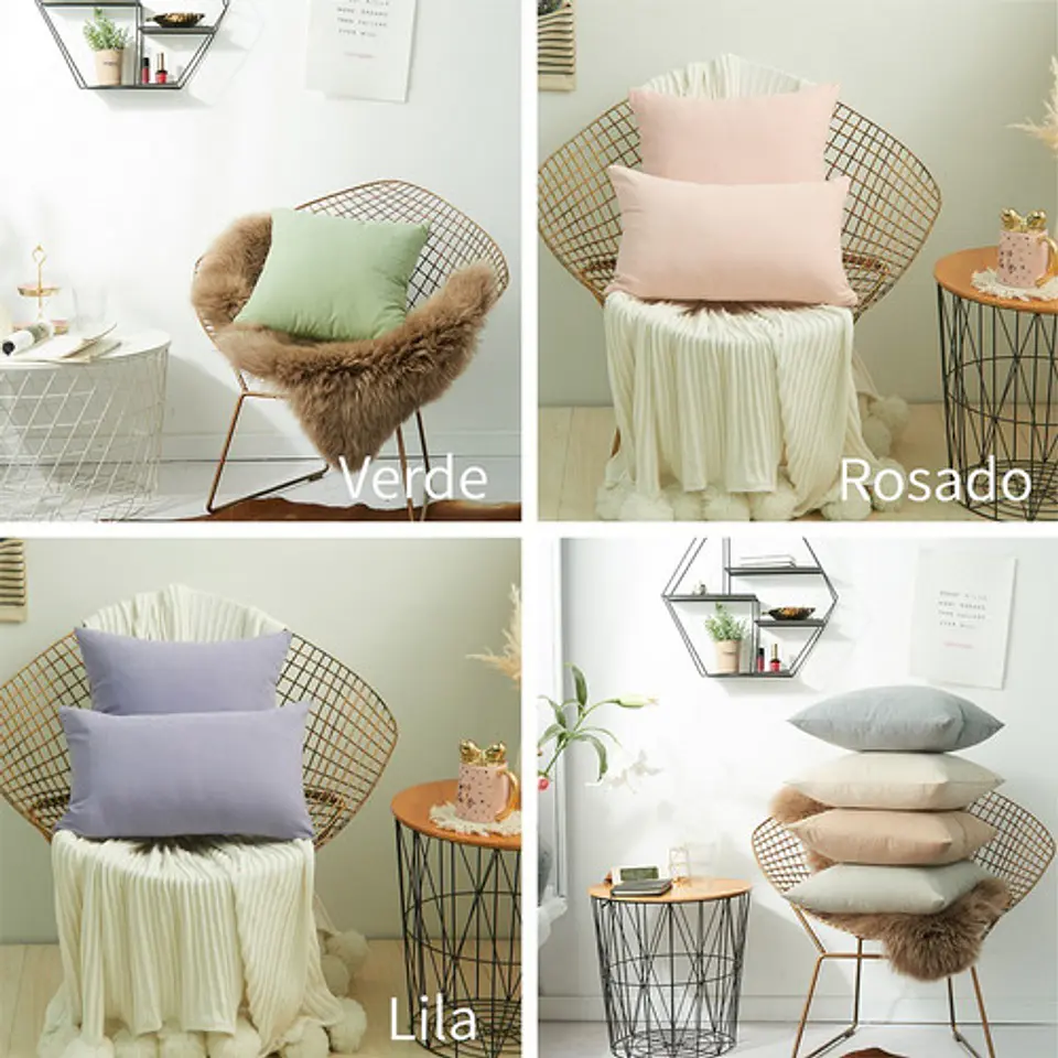 Pack 4 Cojin Almohada 50x50cm Terciopelo Para Muebles 5