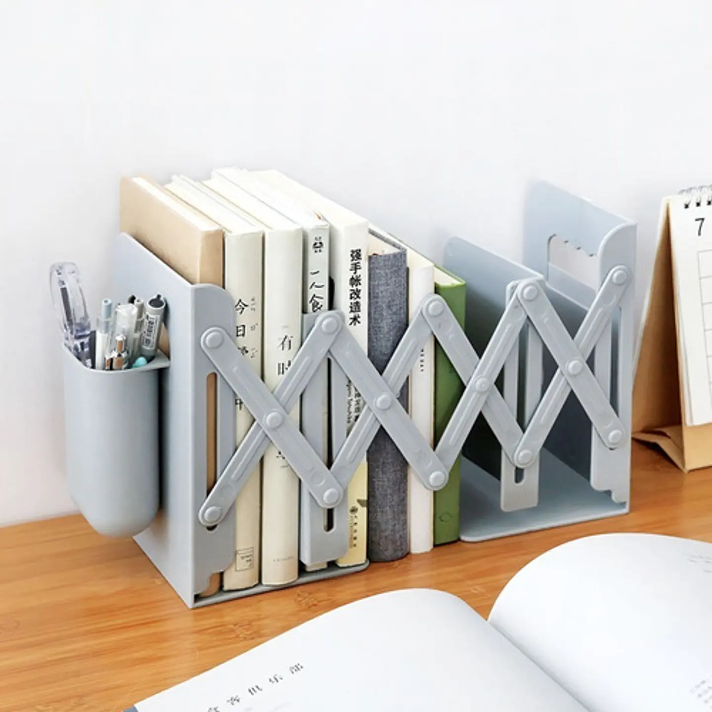 Organizador Soporte Libros Ajustable Con Portalápices 4