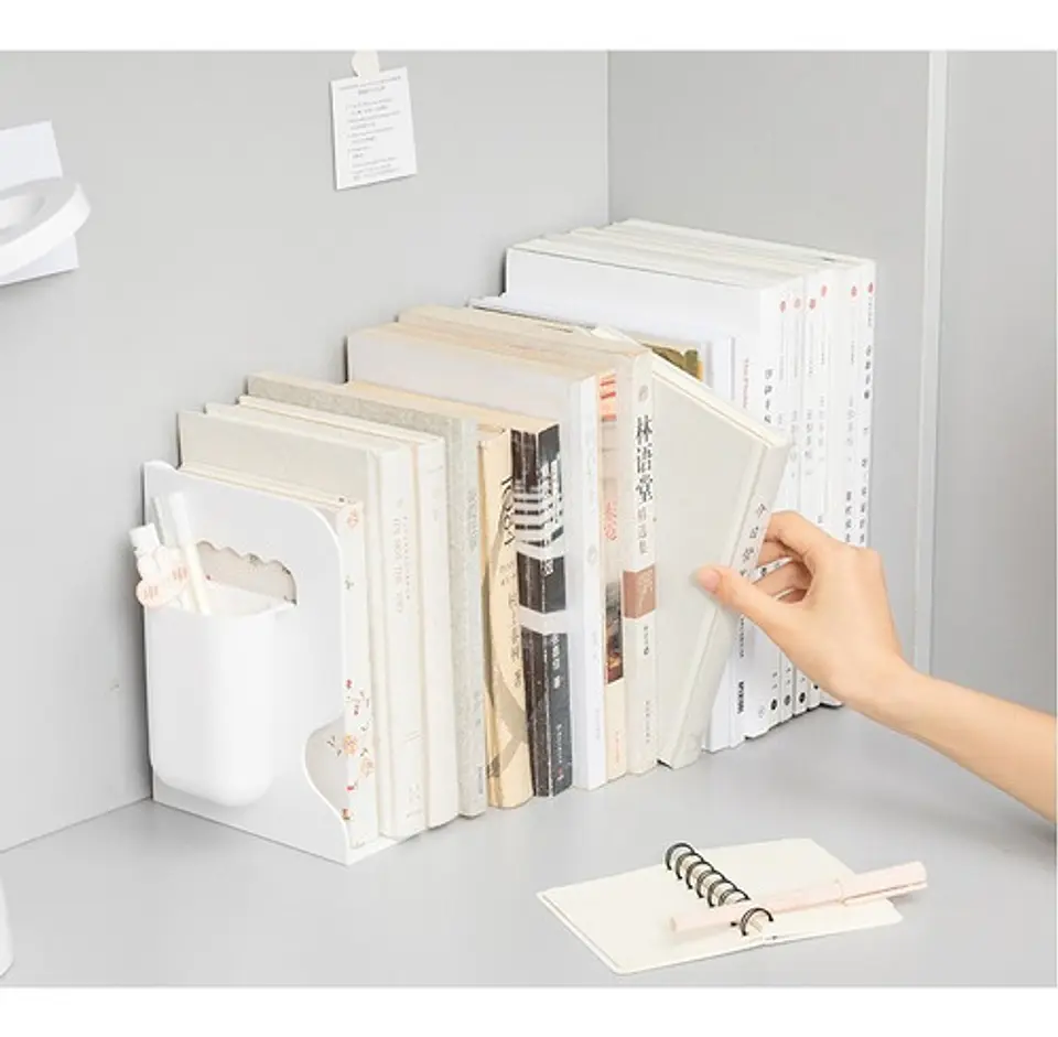 Organizador Soporte Libros Ajustable Con Portalápices 12