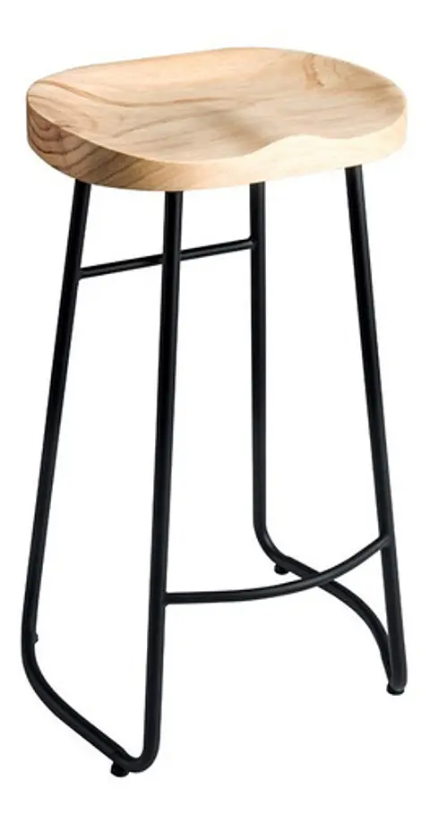 Silla De Bar Metálica 75 Cm Asiento Madera 