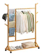 Perchero 100 Cm De Bamboo Con Ruedas Organizador - Miniatura 1