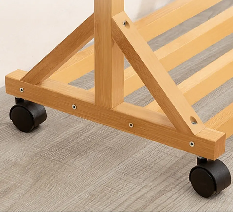 Perchero 100 Cm De Bamboo Con Ruedas Organizador 4