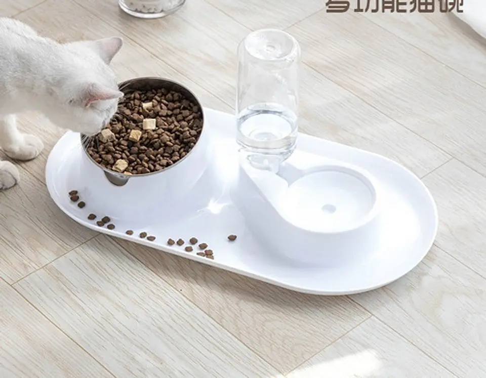 Tazon Comedero Bebedero Doble Para Mascota Gatos Y Perros  4
